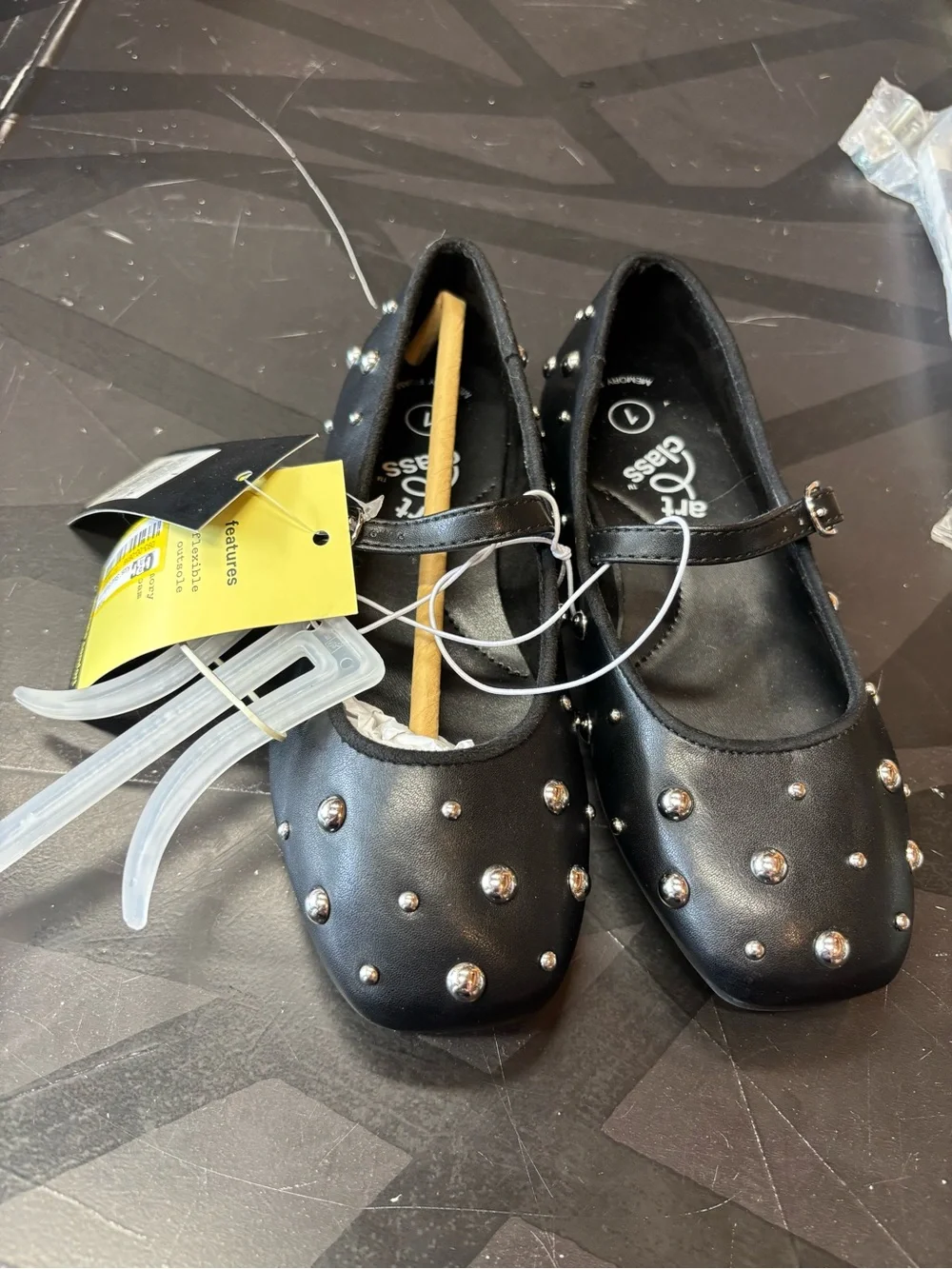 art class Black Studded Mary Jane Flat b207